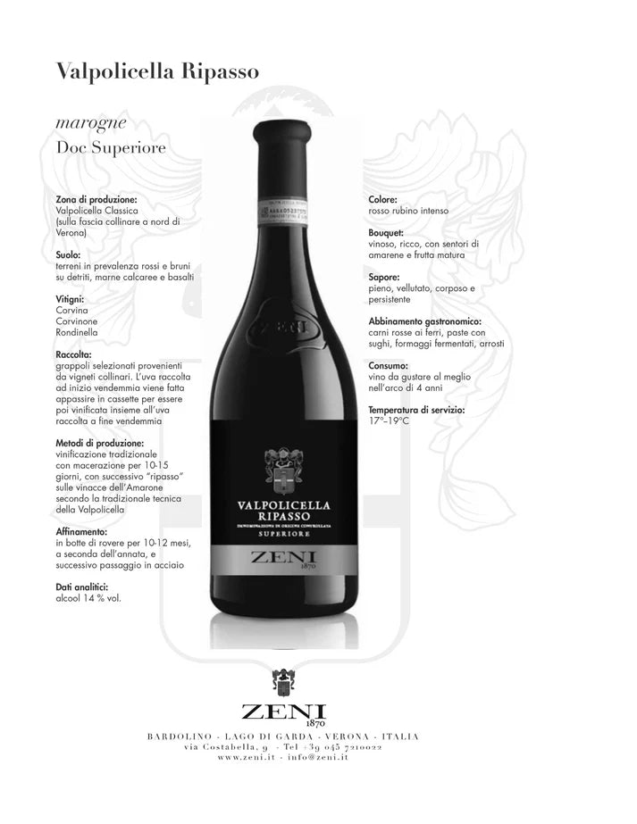 Zeni Ripasso Valpolicella Superiore 2022 - 750ml