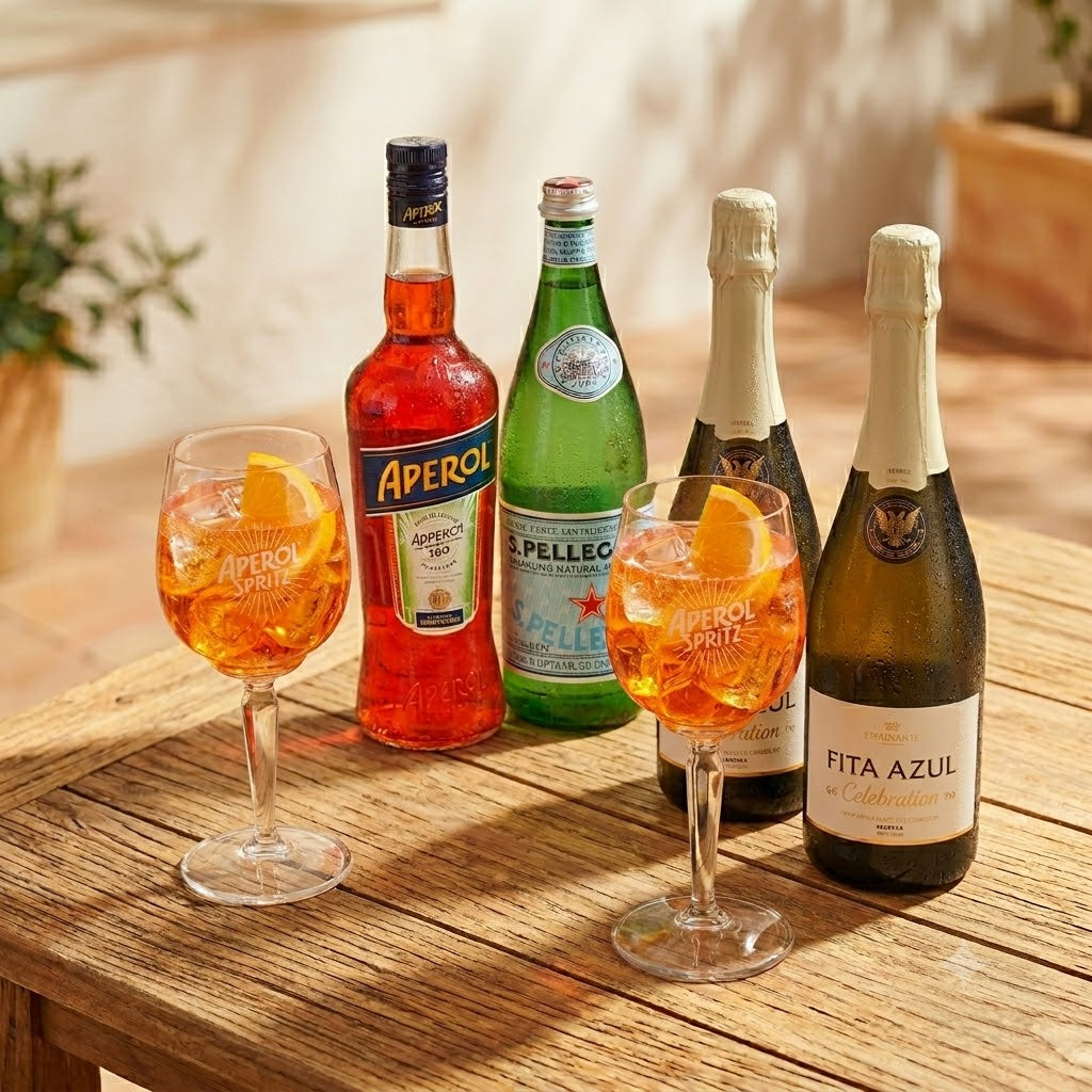 Apperol spritz pakki (Aperol, 2xfreyðivín, 2xglös og Sódavatn)