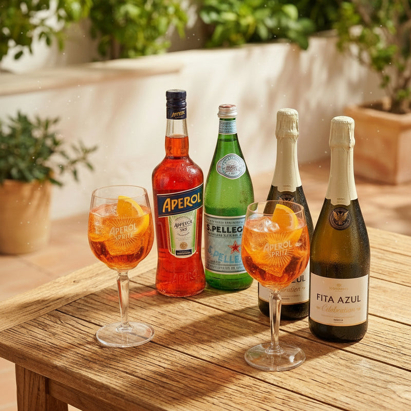 Aperol spritz pakki (Aperol, 2xfreyðivín, 2xglös og Sódavatn)